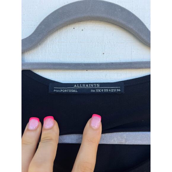 ALLSAINTS Black Sleeveless,‎ Twist Waisted Midi Dress, Viscose, Size 4 - Picture 5 of 6